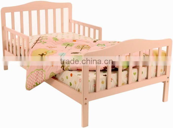 Cheap Price Classical Design Oine Wood Pink Color Baby Toddler Bed