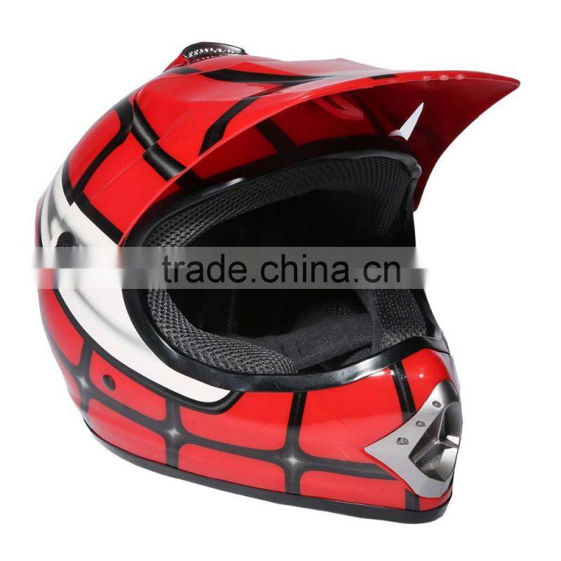 Youth Red Spider Net Dirt Bike Motocross Quads ATV Helmet Goggles+Gloves S M L