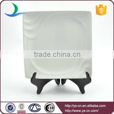 Square shape white porcelain fine dining plates