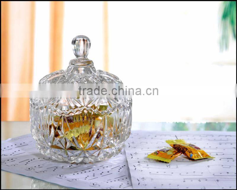 wholesale empty candy buffet glass jars; cookie sugar bowl; small clear glass candy jars with glass lids