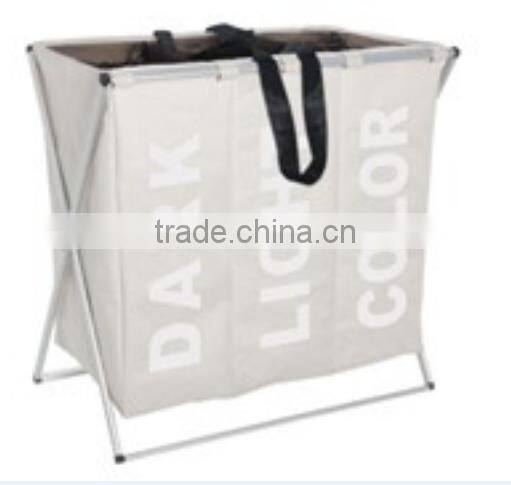 Store More 600D Oxford White Easycare Double Bag Launry Hamper