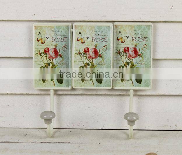 Hot Sale paper decal Metal hanging rose design hooks for home decor