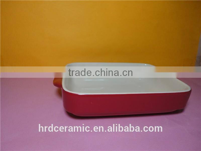 stock ceramic Microwave safe porcelain square ovenware with handle