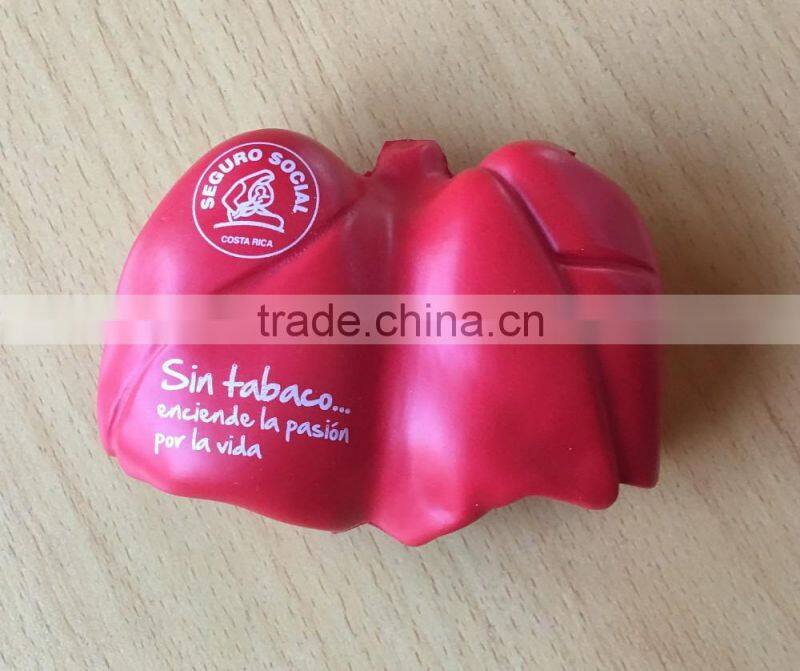 Lung shape foam squeeze PU anti stress soft toy