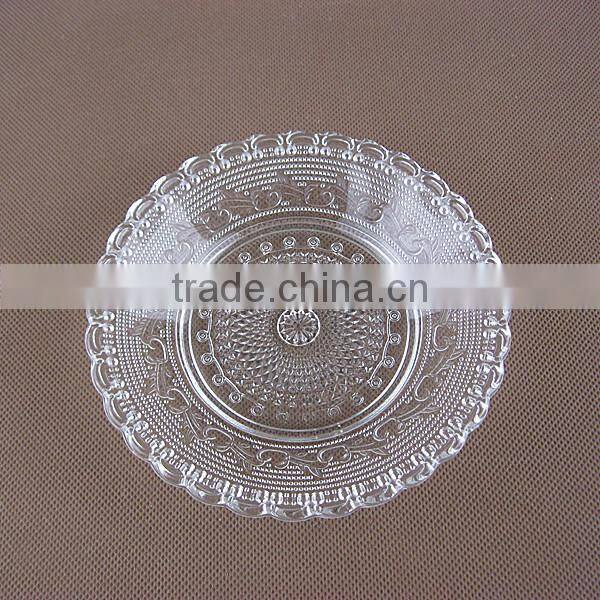 round clear bread glass plate , dessert plate , fruit dish