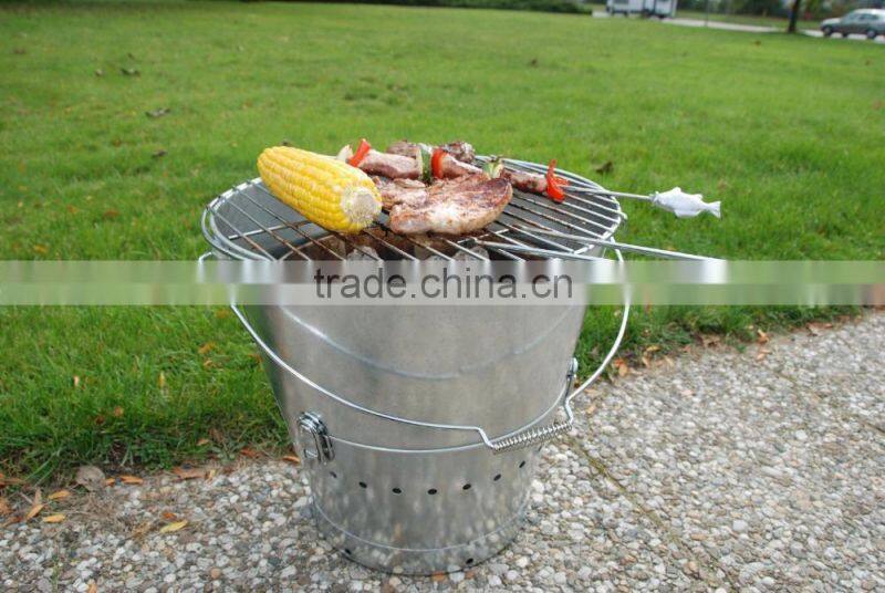 BBQ Outdoor Barbecue Bucket Portable Charcoal Camping Grill Festival Camp Fire