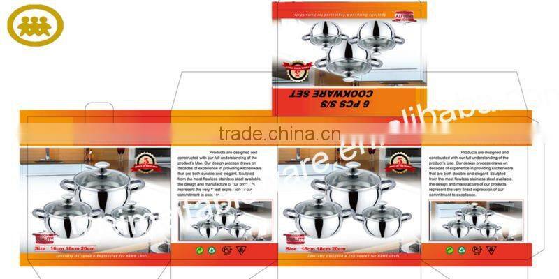 6Pcs s/s handle & stainless steel cookware set