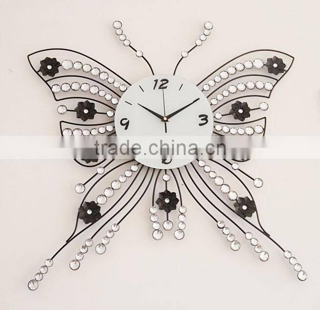 wall digital metal clock decoration butterfly