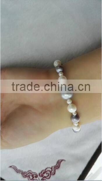 Grade AA multicolors 3-10mm round freshwater pearl bracelet
