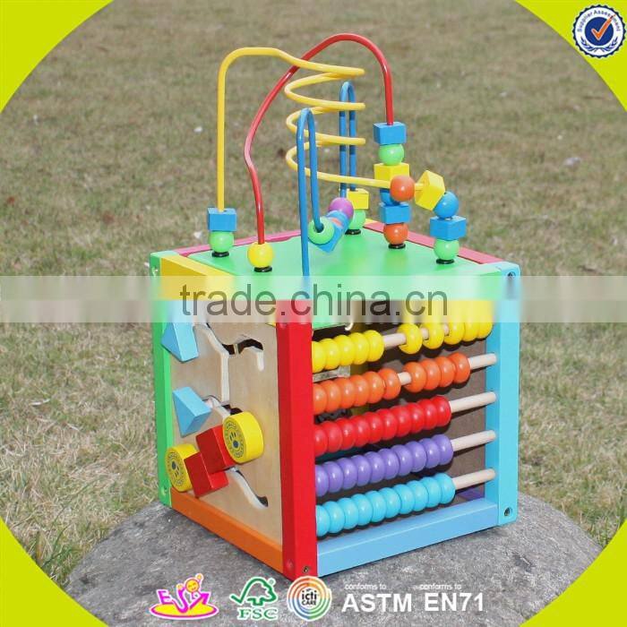 2017 wholesale multi-function toddlers wooden bead activity table new design funny kids wooden bead activity table W11B137