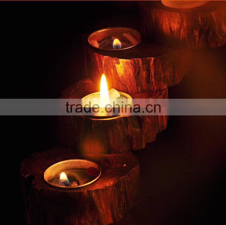 Handmade wood decoration vintage home decoration romantic solid wood candle holder for gift
