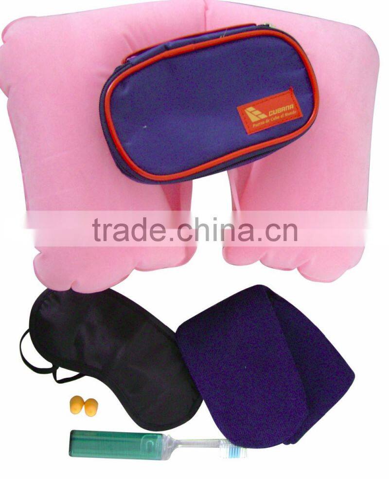 The Kit Inflatable Travel Neck Pillow with Pillow Cushion and Eye Mask