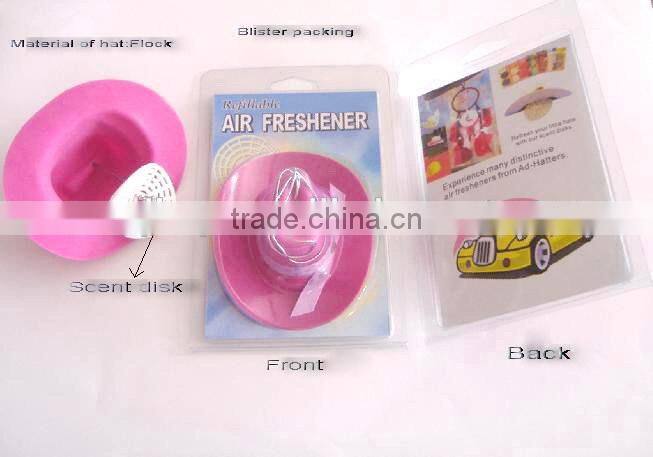 2015 new product custom make hanging cowboy hat car air freshener wholesale