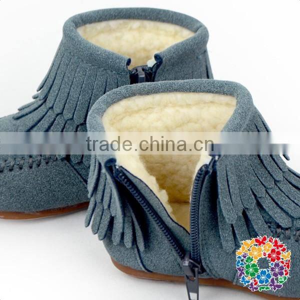 Solid Color Winter Warm Boots Shoes With Zipper Rubber Style Cheap Fur Boots