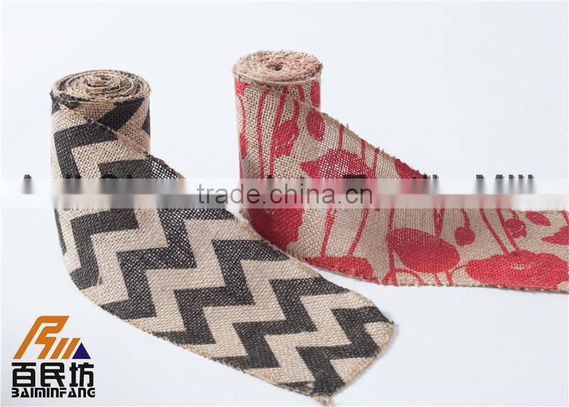 5''*5Y natural color burlap chevron ribbons