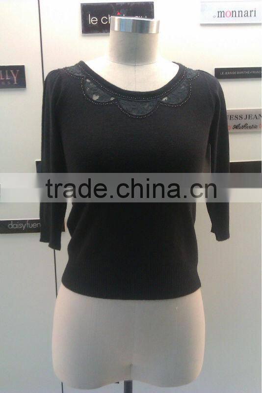 black long sleeve 2013 new design fashion garment lady sweater