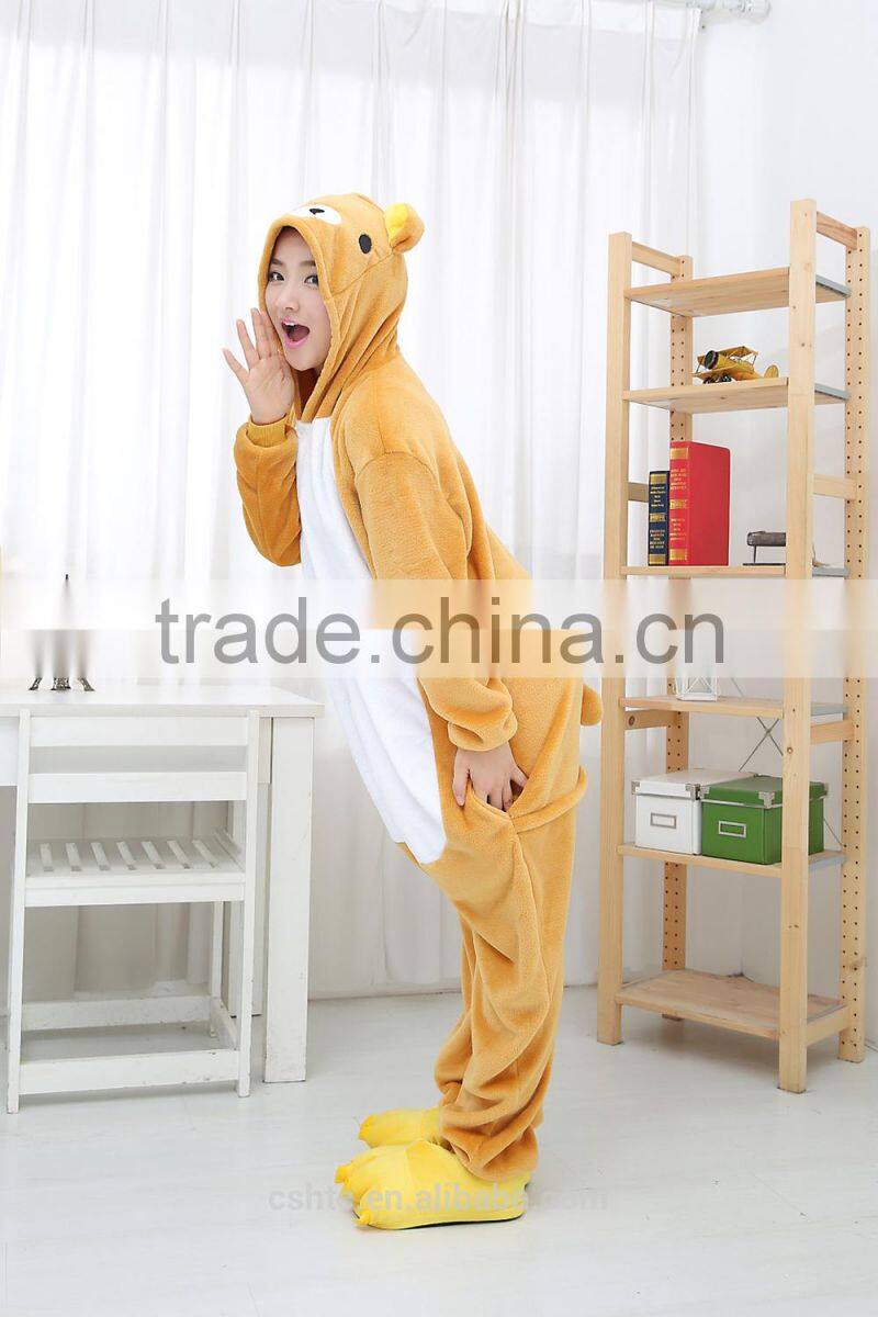 flannel cartoon adult animal jumpsuit animal pajamas jumpsuit bear wennie design