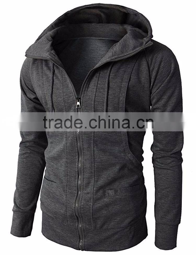 2017 hot sales winter new design vogue men chimney collar sweatshirt hooded zipper jacket men hoodies in China
