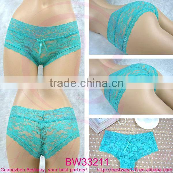 Hot sell very sexy hot transparent soft lace underwear cheap price 3 US sizes for wholesale from Guangzhou Bestway Underwear