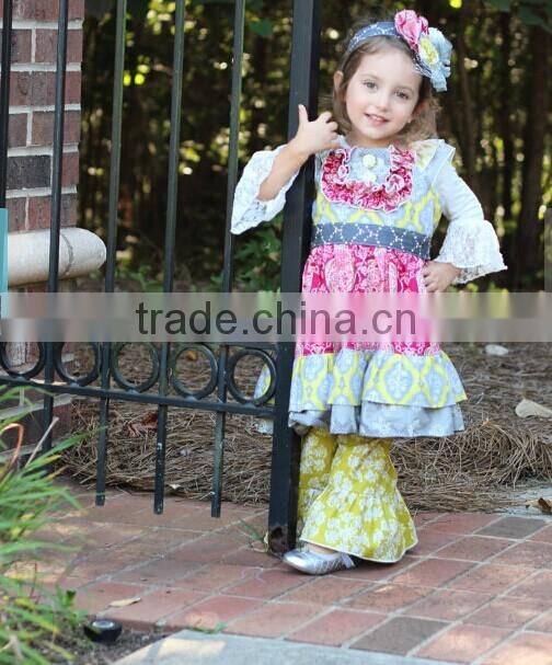 2017 kids boutique clothing sets girl sweet ruffle clothing baby girl cotton dress outfit