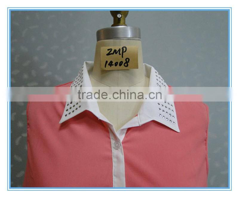 2016 Ladies Chiffon Coral Beaded Tank Top