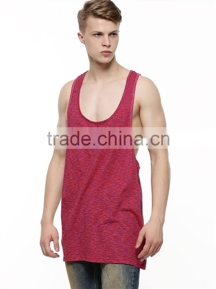 Mens longline ditsy print mesh tank top wholesale