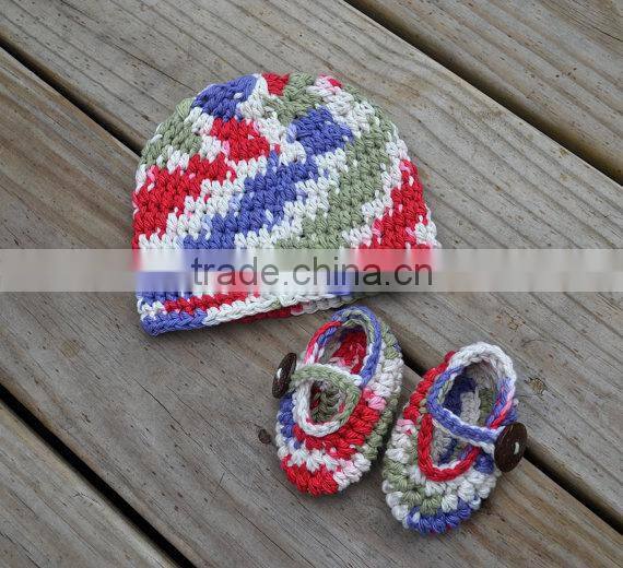 Hot Sale Autumn Winter Baby Toddler Crochet Wool Shoes Set Cute Style Infant Hand Knit Shoes