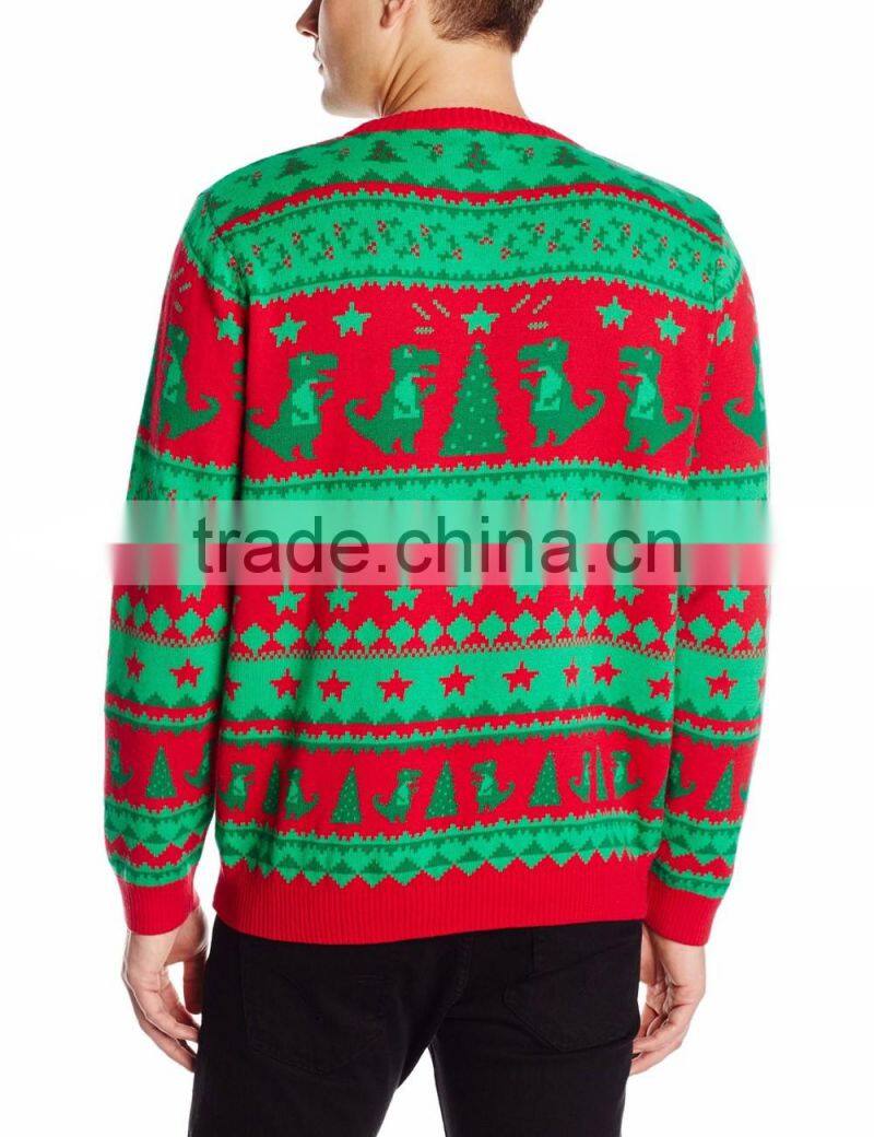 Men Red Green Sweater Fair Isle Pattern Christmas Sweater Pattern s
