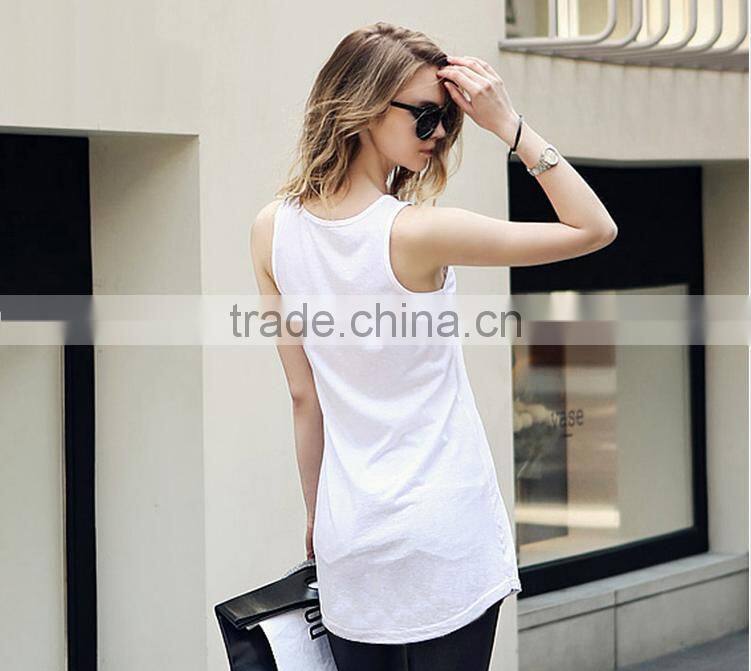 2016 good quality china promotional 100% cotton custom blank tank top for women