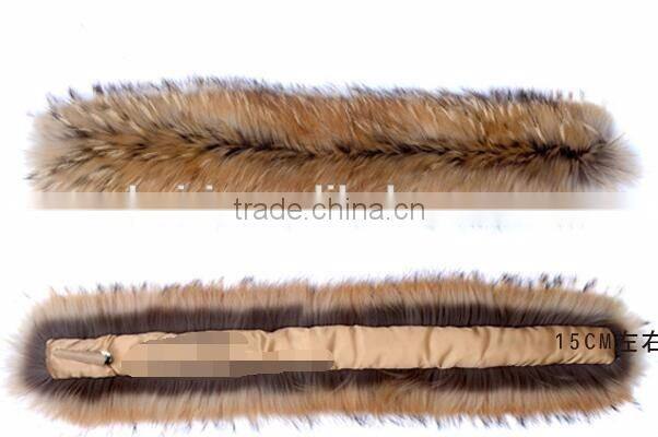 BBG-H-9 Natural color real raccoon fur trim for hood