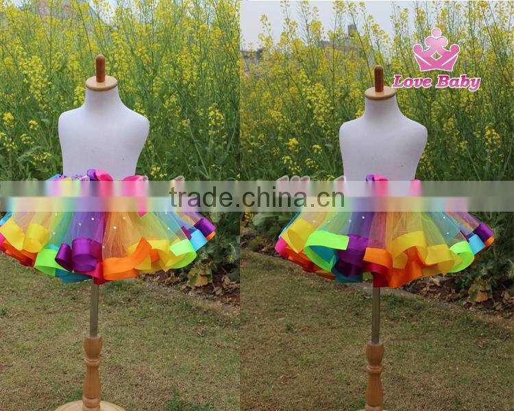 Girls Wholesale Handmade Colorful Rainbow Tutu Skirt