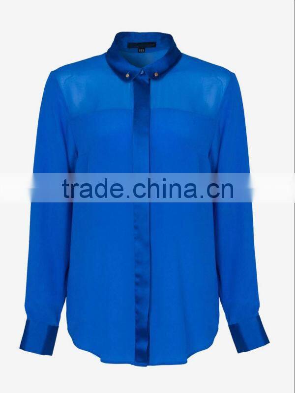 Ladies Button-Down Pure Silk Classic Shirt