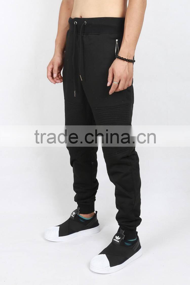 mens oem service streetwear wrinkled drop crotch joggers/pants clothing men