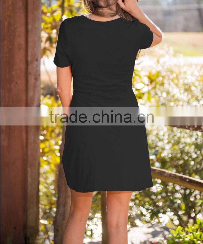 Fashion clothing manufacturers short sleeve casual loose women dresses 2017
