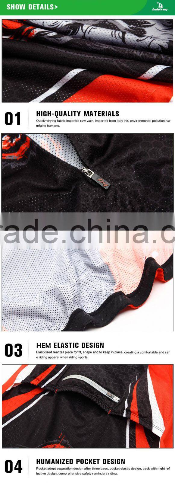 BEROY Wolf totem racing bike clothing,men's short sleeve cycling tops