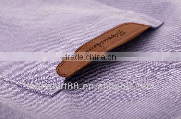 mens short sleeve leather label custom oxford shirt