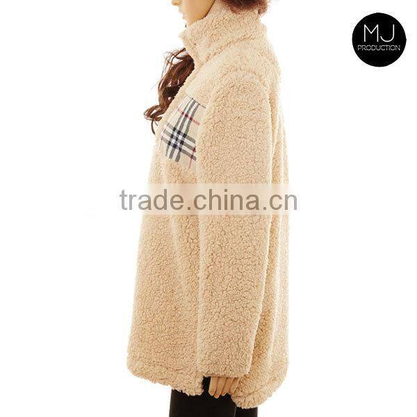 FACTORY wholesale plaid patch fleece sweatshirt