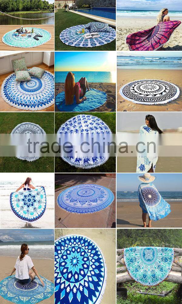 Custom Velour Printed Design Full Digital Color 560GSM High Quality Microfiber Round Beach Blanket Towel