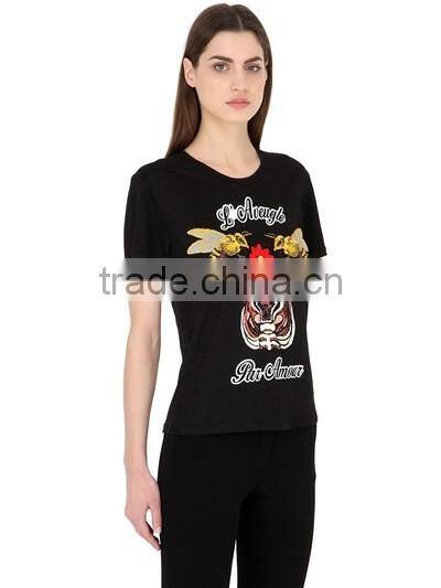 New Womens Cotton Silk Screen Printed T-Shirt Customize Ladies O neck Short Sleeve Printed T Shirts