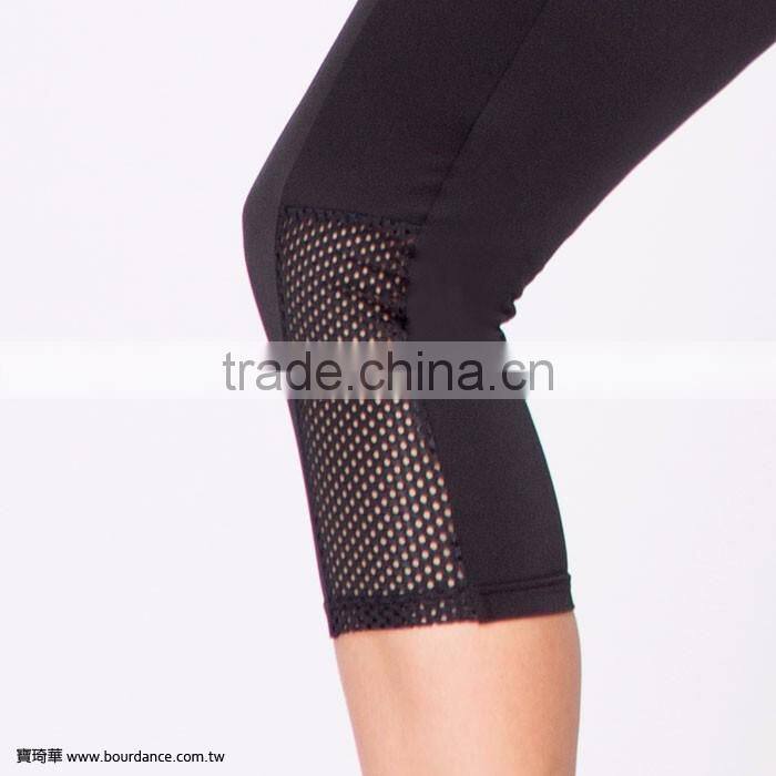 Fitness clothing mesh capri yoga pants