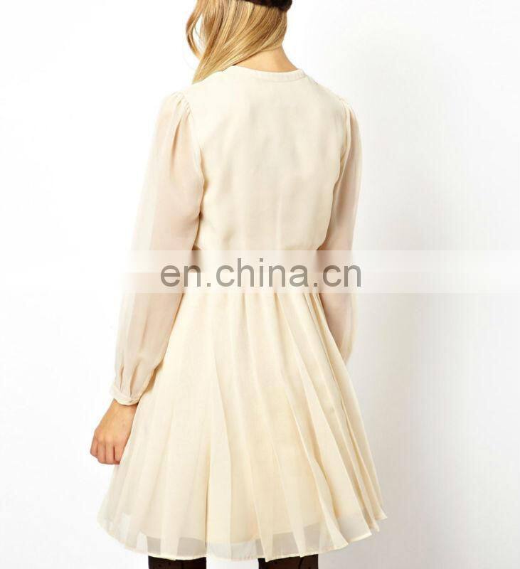 CHEFON Lace bib and pussybow midi smart casual dress