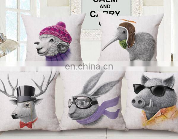 Top selling sofa cushion cover replacement fashion home decorative throw cute kiwi bird plain natural linen cushion cover