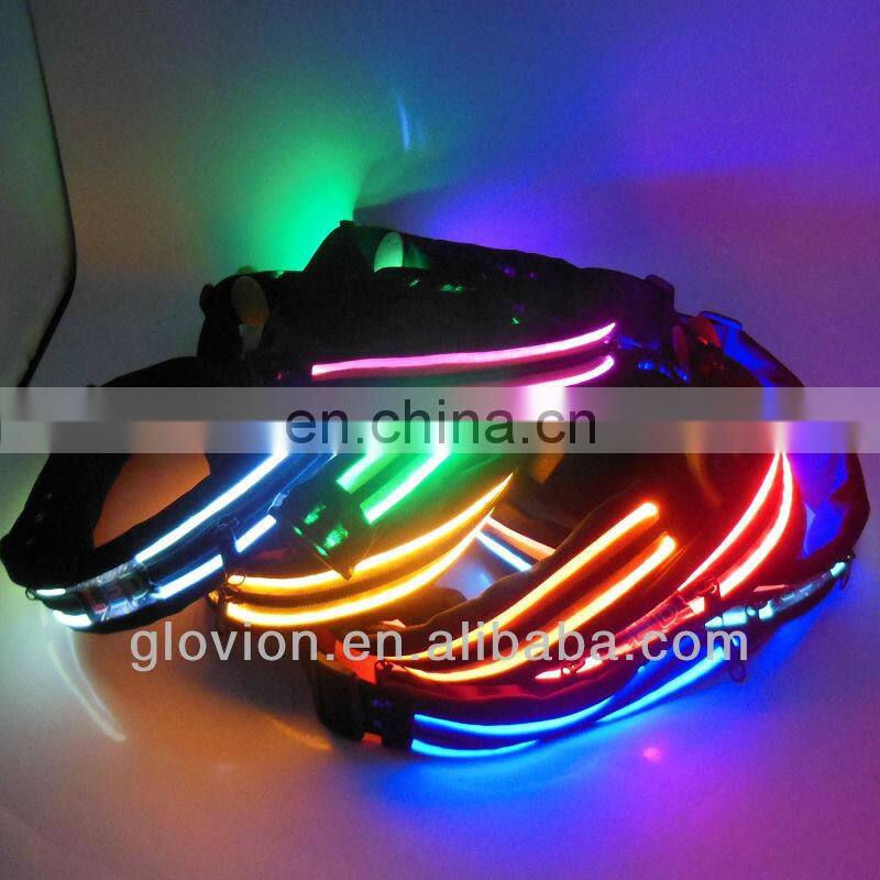 Newest Flashing led waistband led light zipper waistband glowing sports waistband