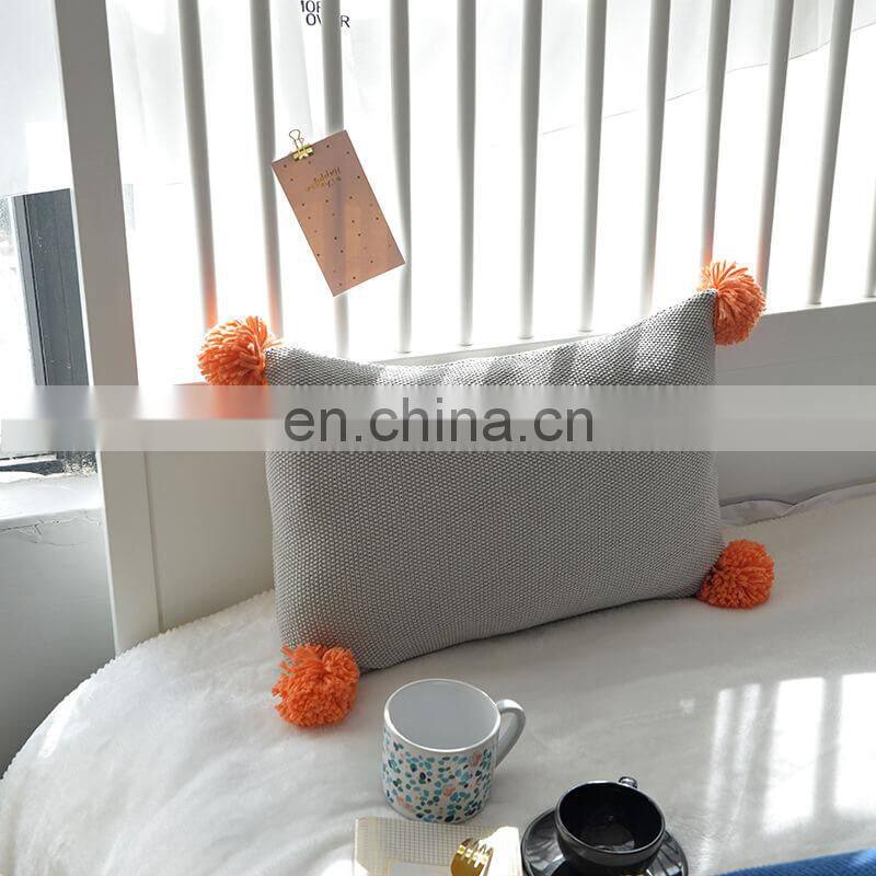 i@home Danish ins contrast color pom pom sofa pillow lumbar support cushion cover