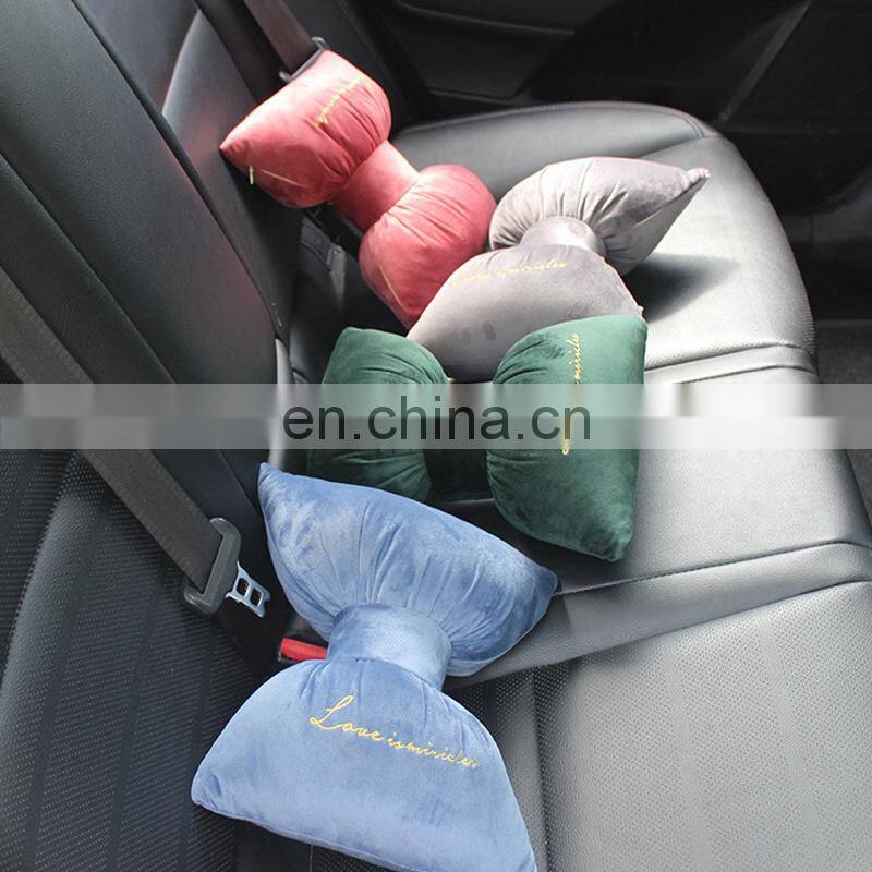i@home Car headrest nordic embroidery jewelry super soft velvet bow pillow cushion
