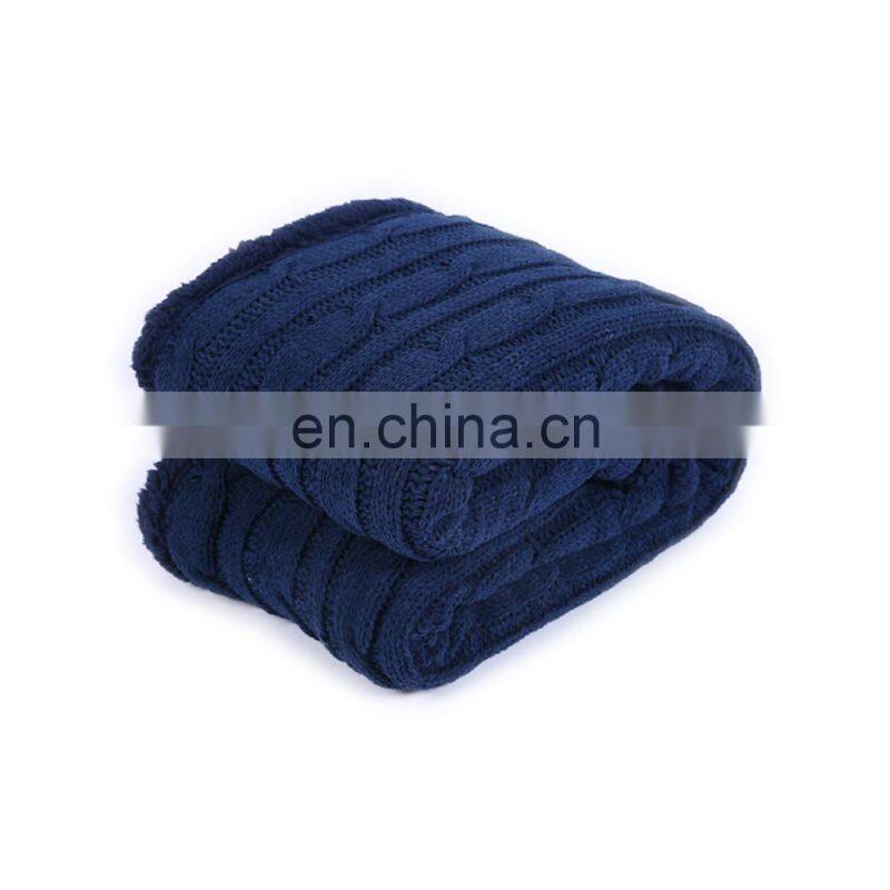 Soft Sofa Decorative Cable Chenille Knit Throw Blanket