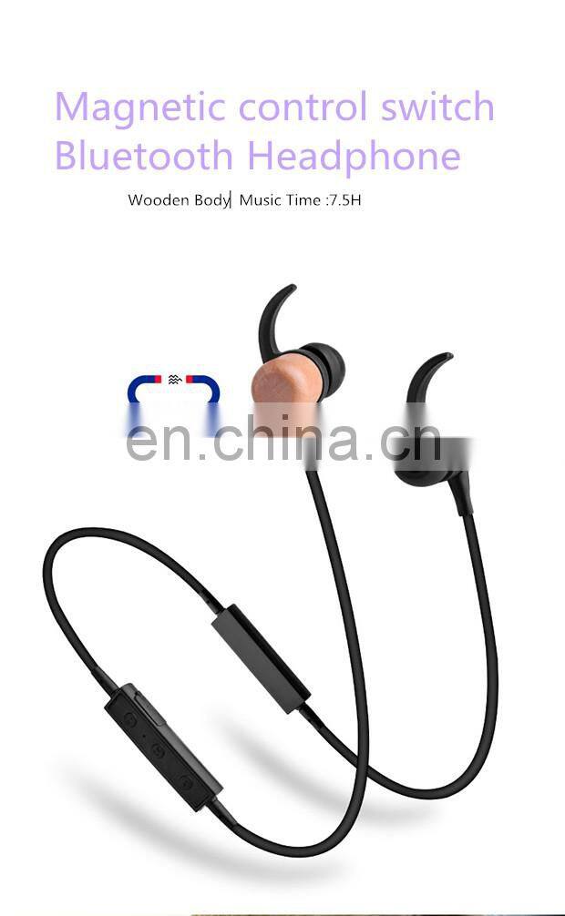 2019 New Wood Bluetooths Headphone Neckband Bluetooths Headphones Running Headphones