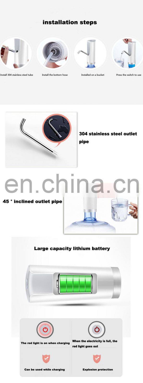 Jetmaker smart rechargeable electric battery mini hand water bottle pump dispenser for 5 gallon bucket water