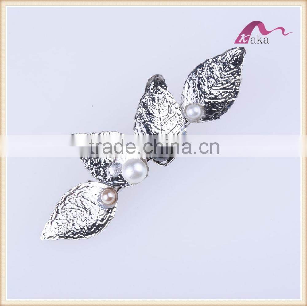 Wholesaler new design leaves hair pins fashion hair accessories pearls decoration hair pins for women