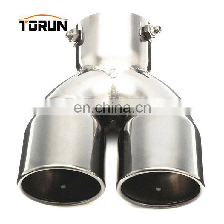 76mm 3" Universal Car Stainless Twin Double Dual Chrome Exhaust Pipe Muffler Tail Tip